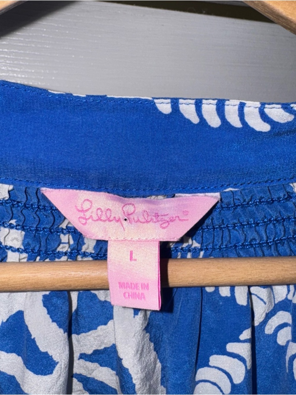 Lilly Pulitzer Elsa Silk Blue White Nautical Print Top Blouse L - Picture 4 of 6